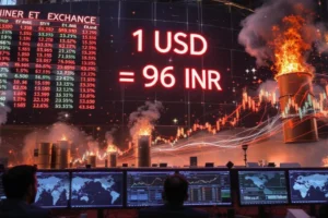 Rupee Nears 96 USD Amid Oil Surge and FII Exit