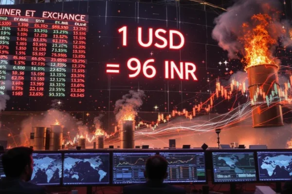 Rupee Nears 96 USD Amid Oil Surge and FII Exit