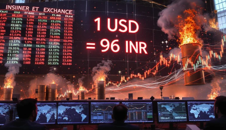 Rupee Nears 96 USD Amid Oil Surge and FII Exit